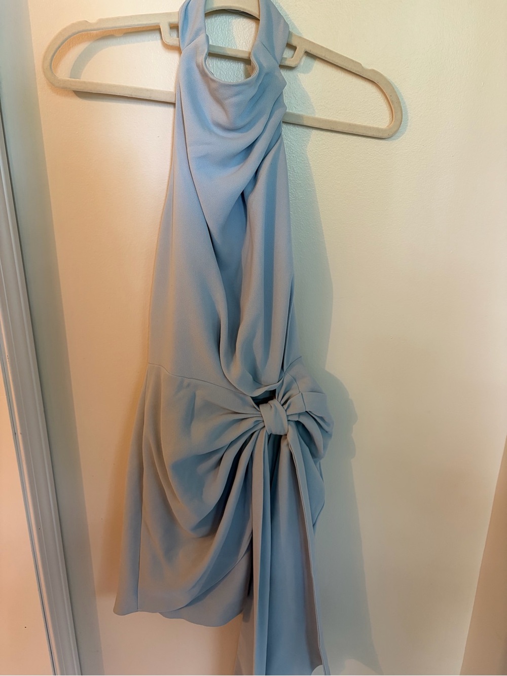 Elliatt Sky-Blue High Neck Mini Dress with Side Tie - Picture 5 of 6